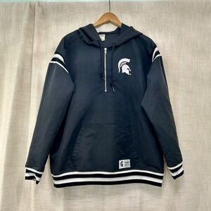 Victoria's Secret Pink Michigan State 1/2 Zip Rain Jacket Graphic M Pullover